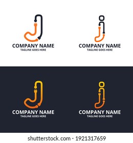 Set Electric J initial letter Logo Icon Template. Illustration vector graphic. Design concept Electrical plug With letter symbol. Perfect for corporate, more technology brand identity