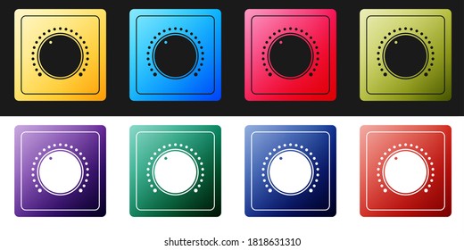 Set Electric light switch icon isolated on black and white background. On and Off icon. Dimmer light switch sign. Concept of energy saving. Vector.