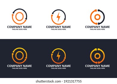 Set Electric O initial letter Logo Icon Template. Illustration vector graphic. Design concept Electrical plug With letter symbol. Perfect for corporate, more technology brand identity