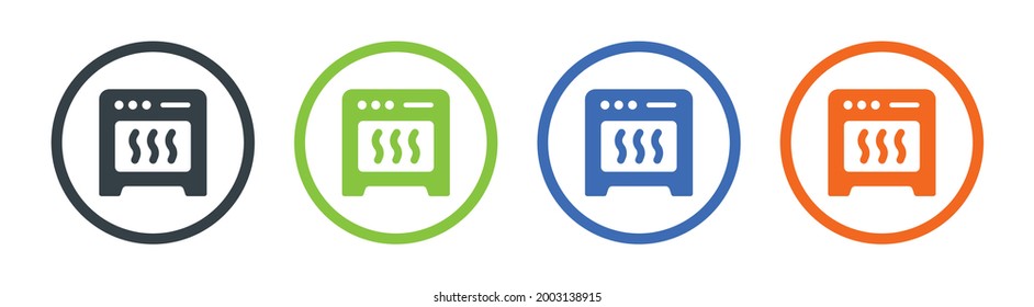 Set of electric oven vector icon. Kitchenware symbol.