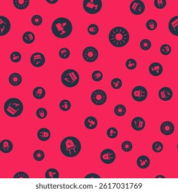 Set Electric plug, Factory production, Hand wash laundry and Sun on seamless pattern. Vector