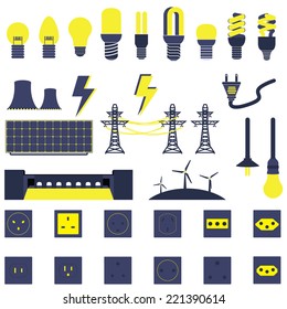 Set of Electric Power Energy Icon