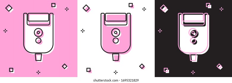 Set Electric razor blade for men icon isolated on pink and white, black background. Electric shaver. Vector Illustration
