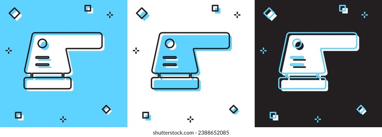Set Electric Sander Symbol einzeln auf blauem und weißem, schwarzem Hintergrund. Orbitalschleifer. Für Boden- und Holzplanken Sandpapier.  Vektorgrafik