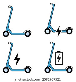 Set of Electric scooter icon, flat eco friendly transport, vehicle vector illustration .
