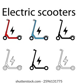Set of Electric scooter icon, flat eco friendly transport, vehicle vector illustration .