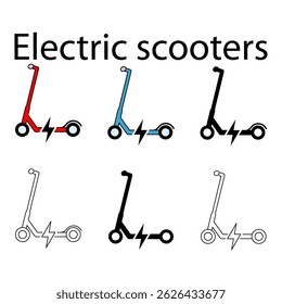 Set of Electric scooter icon, flat eco friendly transport, vehicle vector illustration .