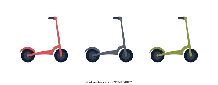 Conjunto de ilustraciones vectoriales de scooters eléctricos