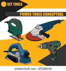 Set of electric tools for works on reconstruction of the house