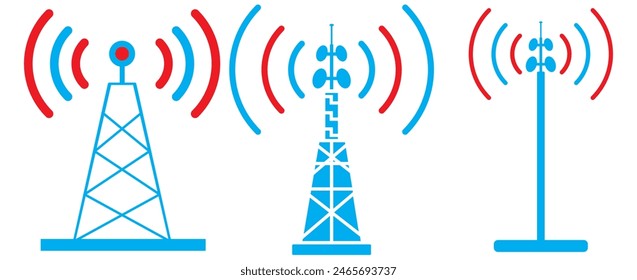 set of Electric tower icon. Outline illustration of electric tower vector icon for web design isolated on white background.7891