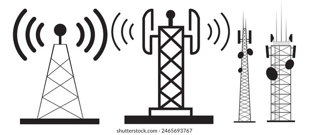 Conjunto de icono de torre eléctrica. Ilustración de contorno del Vector eléctrico de la torre para el Diseño web aislado sobre fondo blanco.7891