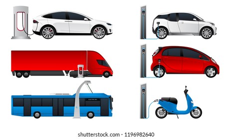 Set of electric vehicles. Isolated on white background. Vector illustration EPS 10