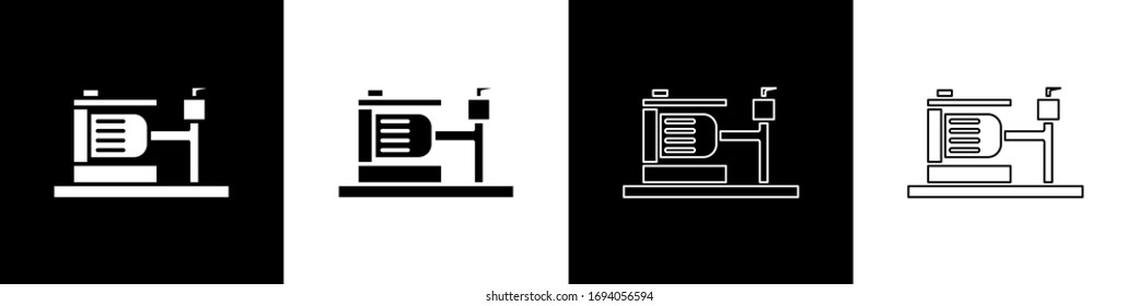 Set Electric water pump icon isolated on black and white background.  Vector Illustration