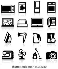 Set of electrical appliances, minimalistic icons