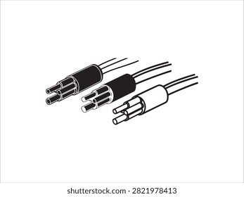 Set of electrical connectors with multiple prongs and wires