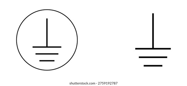 set of Electrical earth Ground icon, Electrical earth symbol  icon, Protective earth ground icon.