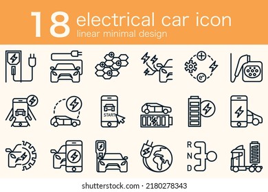 set of electrical ev car minimal linear design