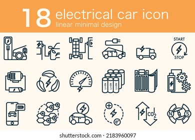 conjunto de coches eléctricos ev diseño lineal mínimo