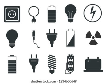 Set of electrical icons. Electrician.