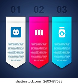 Set Electrical outlet, Hydroelectric dam and Propane gas tank. Business infographic template. Vector