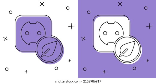 Set Electrical outlet icon isolated on white and purple background. Alternative energy. Clean energy. Power socket. Rosette symbol.  Vector