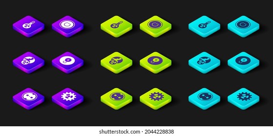 Set Electrical outlet, Radioactive, Planet earth and radiation, Light bulb with concept of idea, Power button and Meteorology thermometer icon. Vector