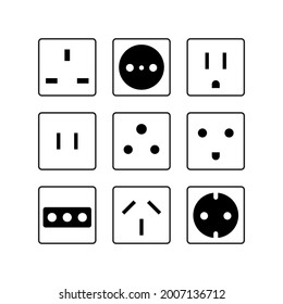 set of electrical outlets , electric plugs icon vector illustration