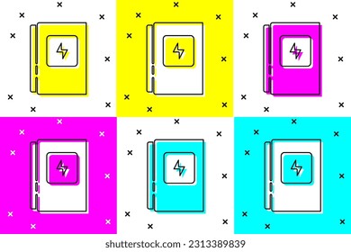 Ajuste el icono del panel eléctrico aislado en el fondo del color.  Vector