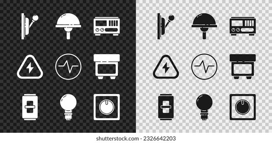 Set Electrical panel, Light emitting diode, measuring instruments, light switch, bulb with concept of idea, High voltage and circuit scheme icon. Vector