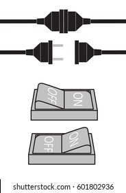Set of electrical states: plugged, unplugged, turned on, turned off
