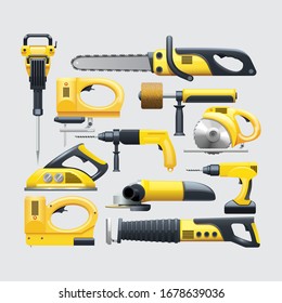 Set of electrical work tool icon.