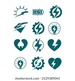 set of electricity logo vector	

