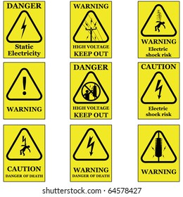 Set of electricity sign symbols vector isolated on white