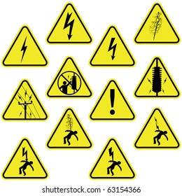 Set of electricity signs symbols vector isolated on white