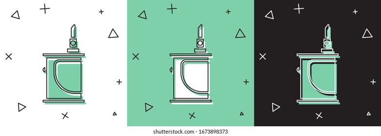 Ajuste el icono de cigarrillo electrónico aislado en fondo blanco y verde y negro. Herramienta para fumar Vape. Dispositivo vaporizador.  Ilustración vectorial
