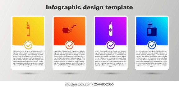 Set Electronic cigarette, No pipe smoking,  and Vape mod device. Business infographic template. Vector