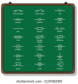 Set of electronic circuit symbols. Schematic circuit diagrams