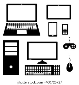Set of electronic device icons isolated on white background. Vector illustration