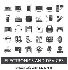 Set of electronic device icons. Line icons related to electronic and devices.