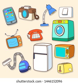 set of electronic devices cute icon.