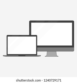 Set of electronic devices in flat style style