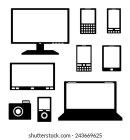 Set of electronic devices and gadgets. Vector illustration