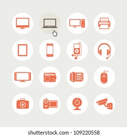 Set of electronic devices icons