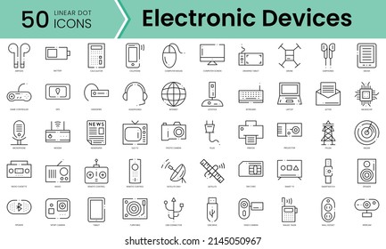 Set Electronic Devices Icons Line Art Stock Vector (Royalty Free ...