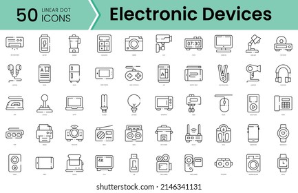 Set of electronic devices icons. Line art style icons bundle. vector illustration