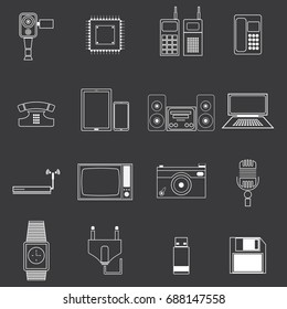 Set of electronic devices in line Icon for decoration