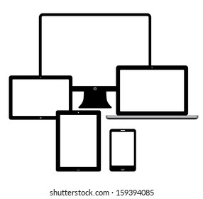 set of electronic devices. smartphone, computer, tablet, netbook. vector eps10