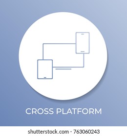 Set of electronic devices use cross-platform. Smartphone, tablet and desktop computer