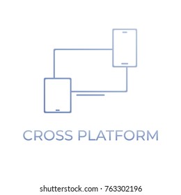 Set of electronic devices use cross-platform. Smartphone, tablet and desktop computer