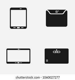 Set of electronic devices vector icons. Includes such elements as tablets front and back side view.
